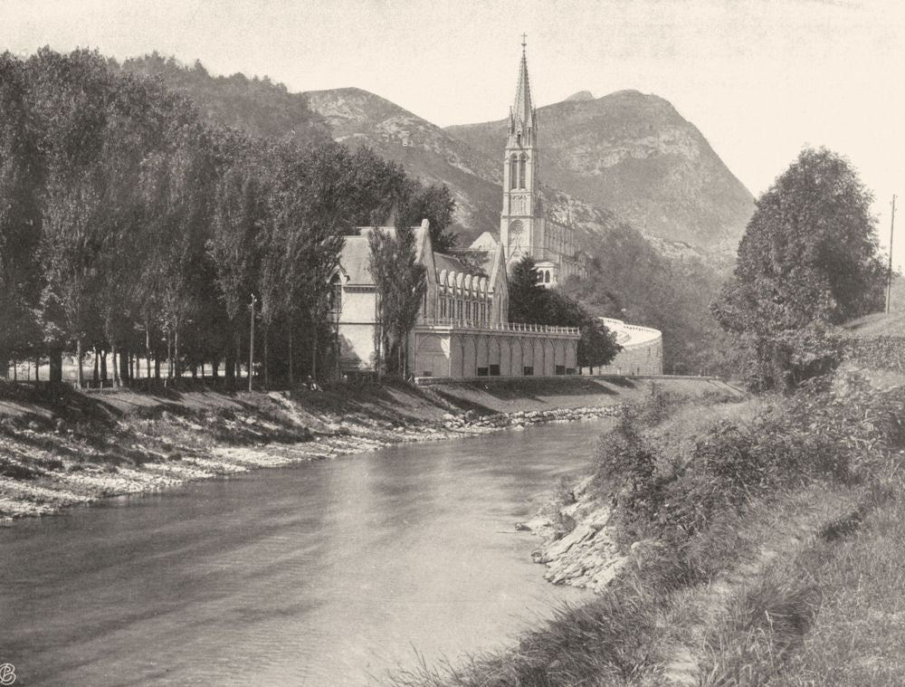 HAUTES-PYRÉNÉES. Lourdes- La basilique 1903 old antique vintage print picture